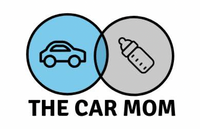 The Car Mom logo - two overlapping blue and gray circles with a car and a baby bottle.